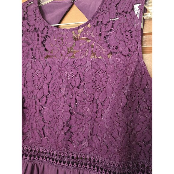 TRUTH AND FABLE Violet Purple Midi Party / Cocktail Lace Trim Dress Size 2XL - Picture 2 of 7